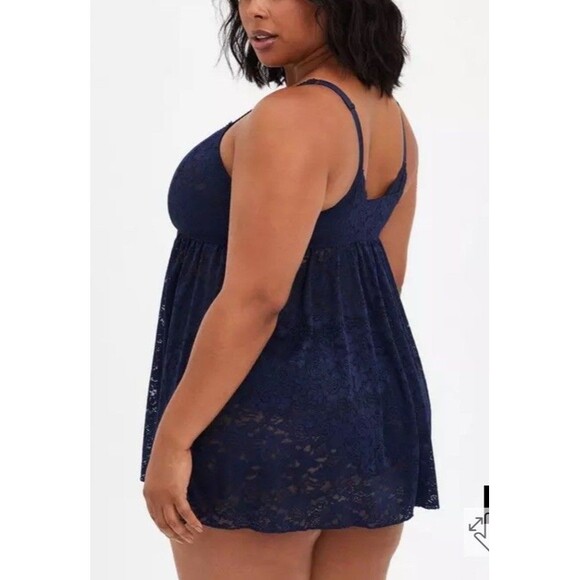 Torrid Simply Lace Babydoll Chemise Nightie Sheer 3X Navy Blue - Picture 8 of 8